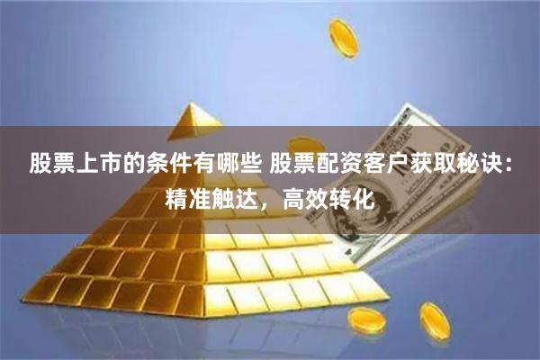 股票上市的条件有哪些 股票配资客户获取秘诀：精准触达，高效转化