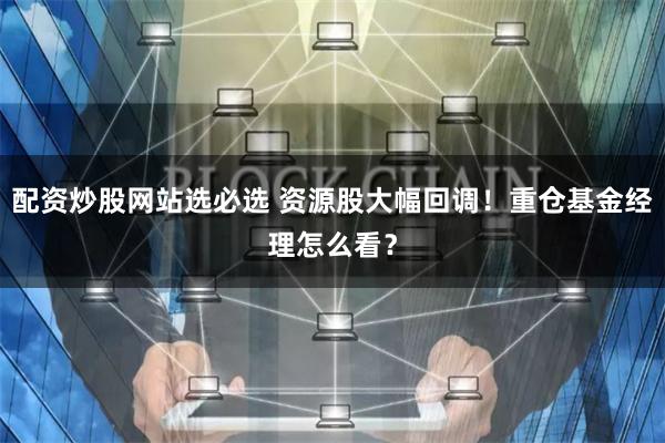 配资炒股网站选必选 资源股大幅回调！重仓基金经理怎么看？